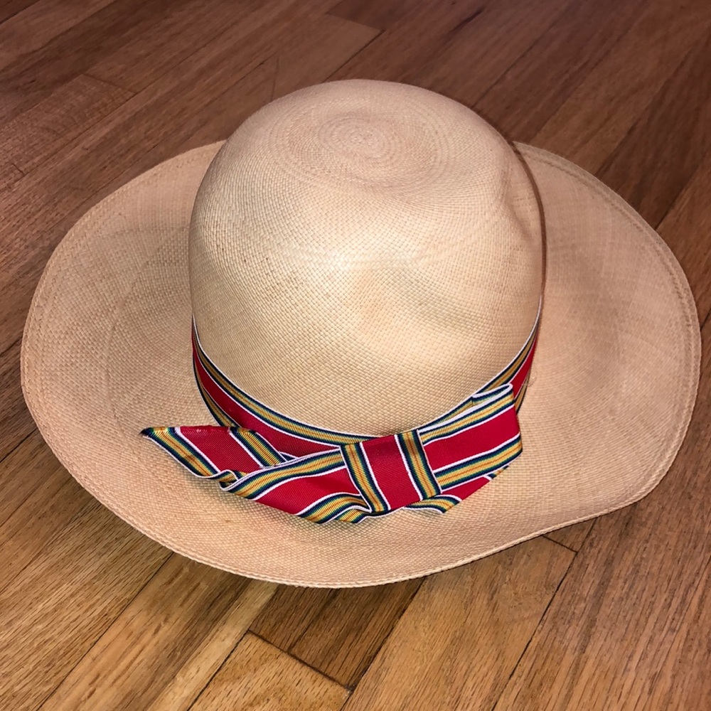 Madcaps paris New York straw hat with red ribbon